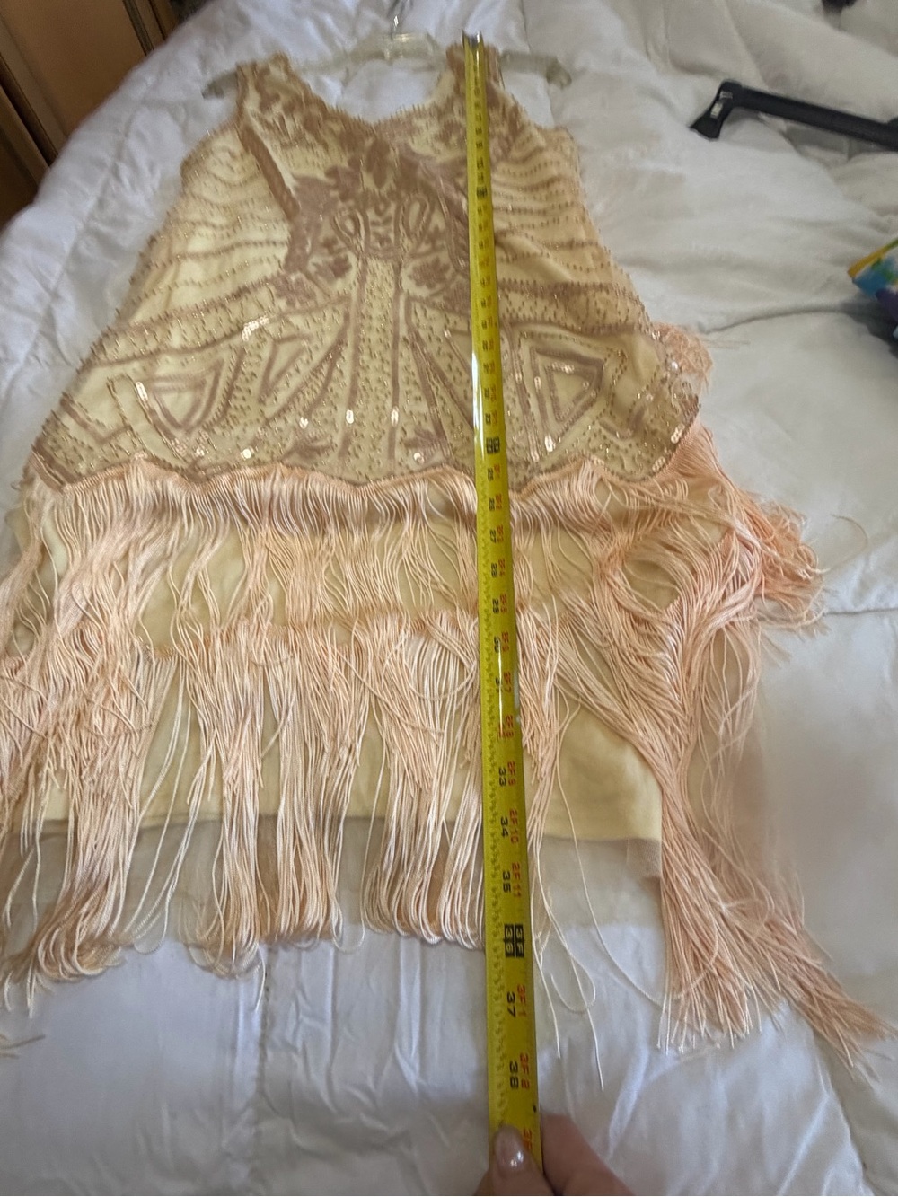 Beaded Fringe flapper Cocktail Dress - Champagne - Picture 3 of 5